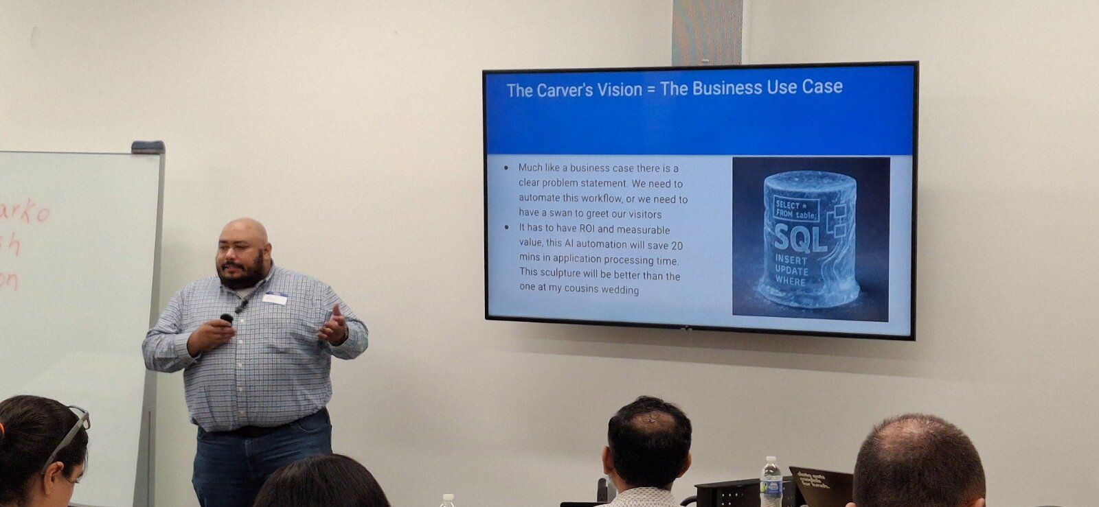 Danny Castro presenting at Raleigh AI Tinkerers